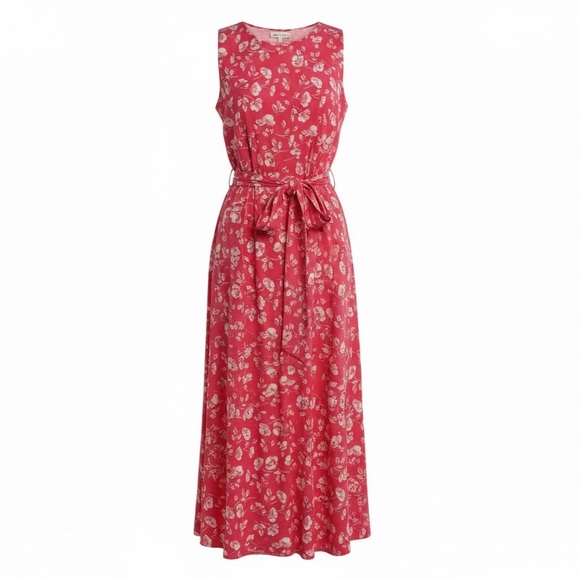 Ralph Lauren Dresses & Skirts - Lauren Ralph Lauren Sleeveless Pink Floral Tie-Waist Maxi Dress Size 16